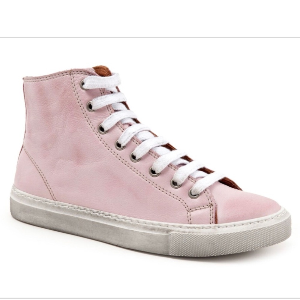 Free People x Bueno Riley Pink Leather High Top Sneakers Size 37